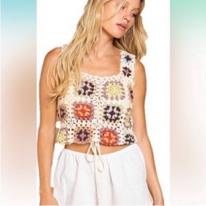 POL multi colored and cream crotchet tank NWOT